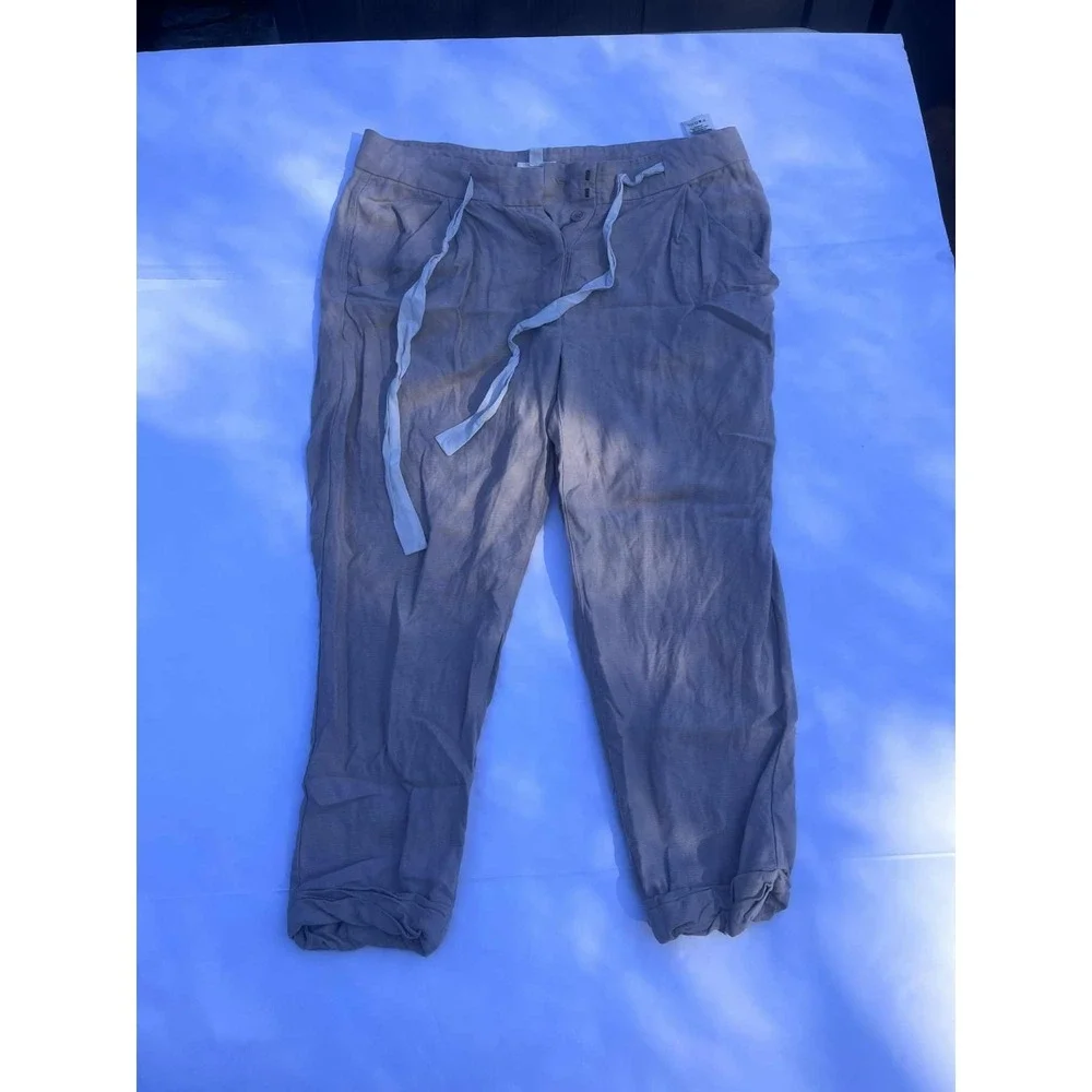 Wilfred Aritzia Linen‎ Blend Pants Women's Size 4 Taupe Drawstring Casual